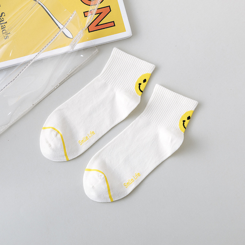 Spring And Summer Ms. Boat Socks Socks Female Heel Smiley Plain Cotton Socks Shallow Mouth To Help Low Female Socks